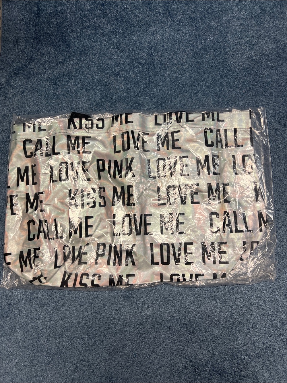 PINK Victoria's Secret Black Iridescent 'LOVE PINK' Tote